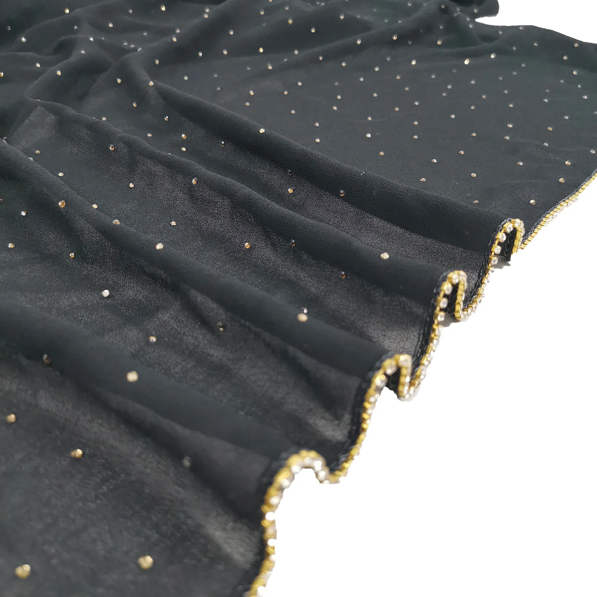 Fashion 70*180CM Scarf Women Hijab Good Quality Thick Bubble Rhinestones Muslim Tudung Chiffon Hijab