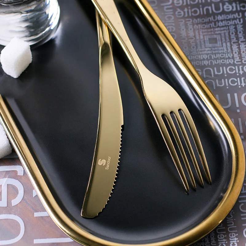 5 pieces stainless steel dinnerware set western housewares wedding party business gift cutlery