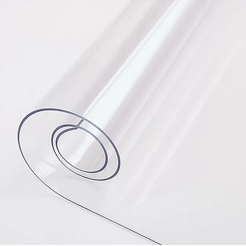 Low price simple design transparent soft glass table mat with round edge tablecloth