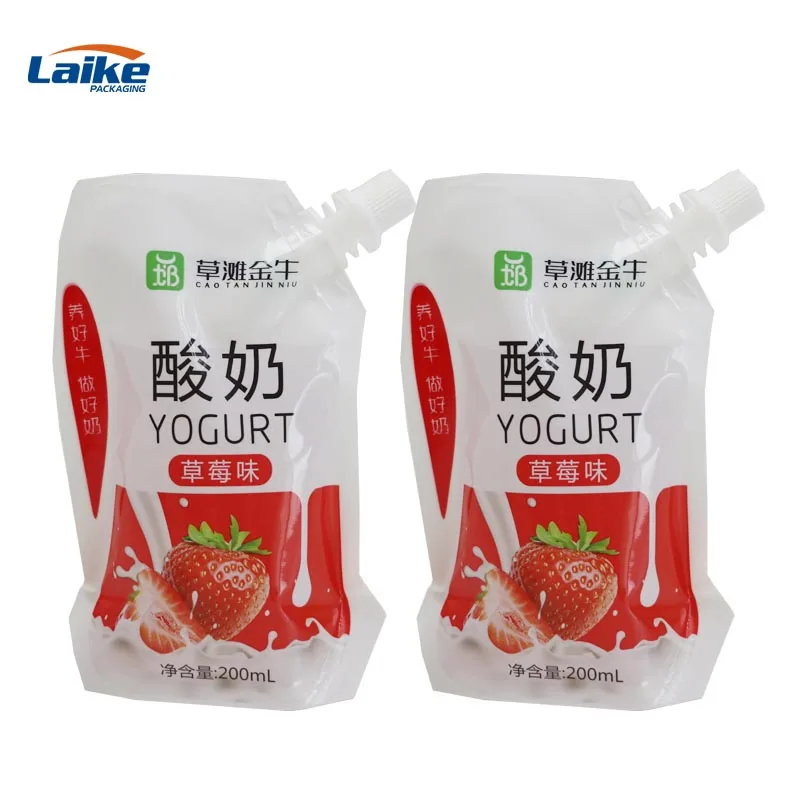 Custom Aluminium Juice Jelly Milk Yogurt Baby Food Plastic Packing Bag Stand Up Spout Pouch Doypack With Nozzle