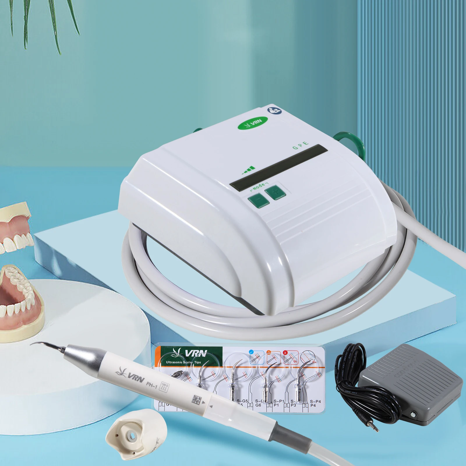 VRN Dental Ultrasonic Piezo Scaler fit EMS WOODPECKER Cavitron+LED Autoclavable Detachable Handpiece+5 Tips+Wrench