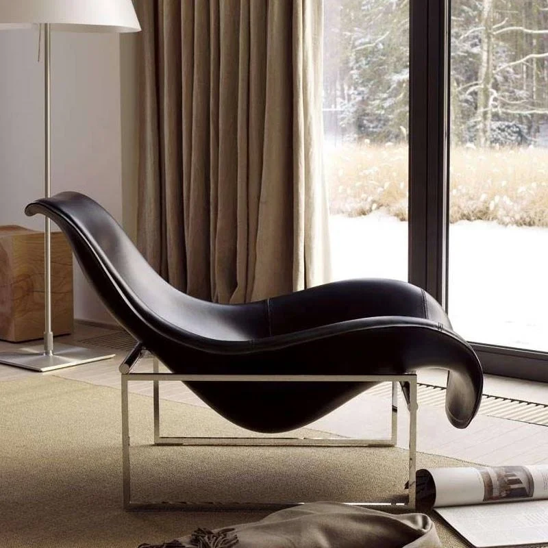 Fashion stainless steel comfortable recliner chair sale modern lounge armchairs italian luxury leather living room chairs