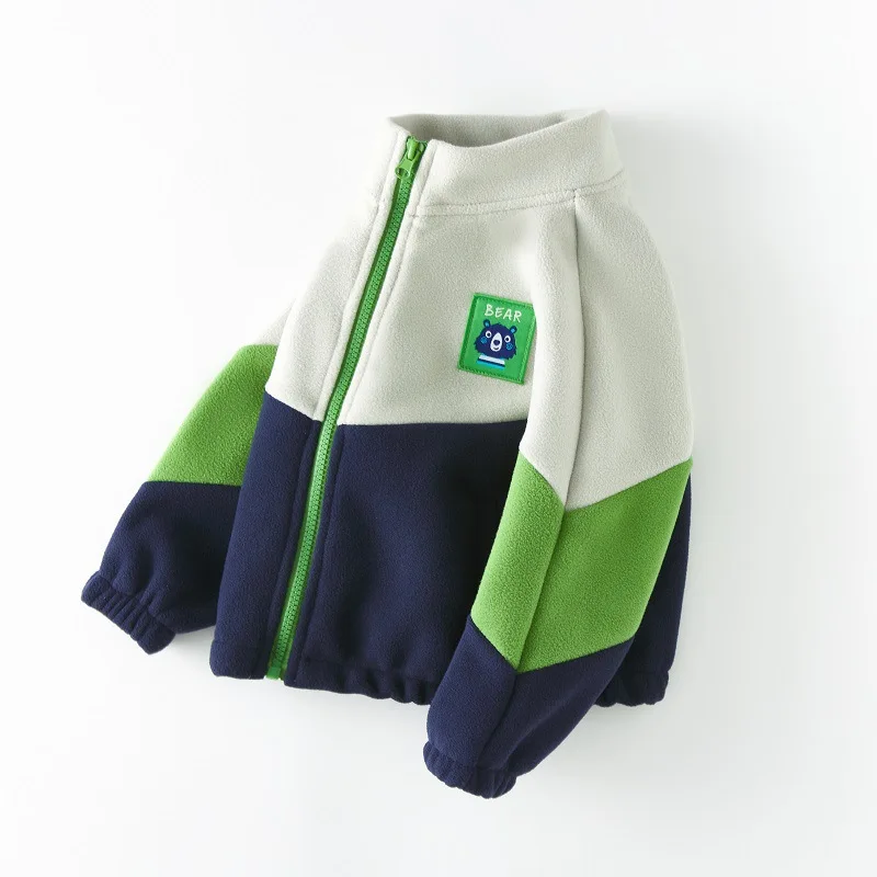 Handsome Boys Fleece Cardigan Autumn and Winter Heattech Outwear with Zipper Closure Kids Spring and Fall Tops