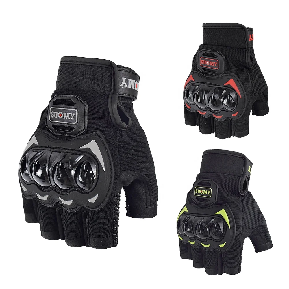 SUOMY Newest Half Finger Motorcycle Gloves Summer Bicycle Cycling Gloves Hard Shell Protective Dirt Bike Riding Glove Fingerless