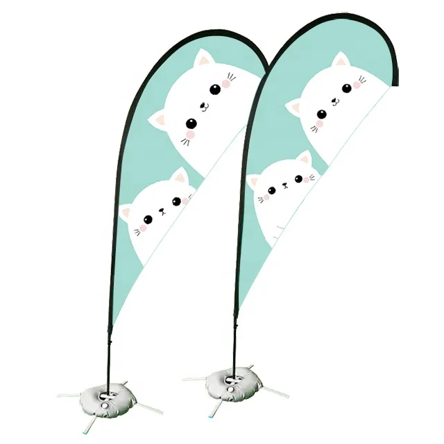 new product Custom logo outdoor Advertising Beach Flags Outdoor Aluminium Pole Tear Drop Flying Teardrop Feather Flags Banners