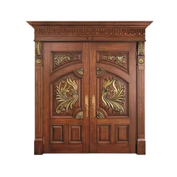 Outside door solid wooden double door for villa luxury entry wood door