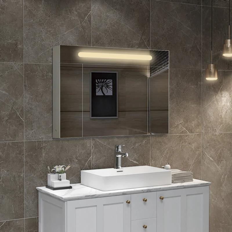 Sliding Corner sliding Bathroom Cabinet Mirror