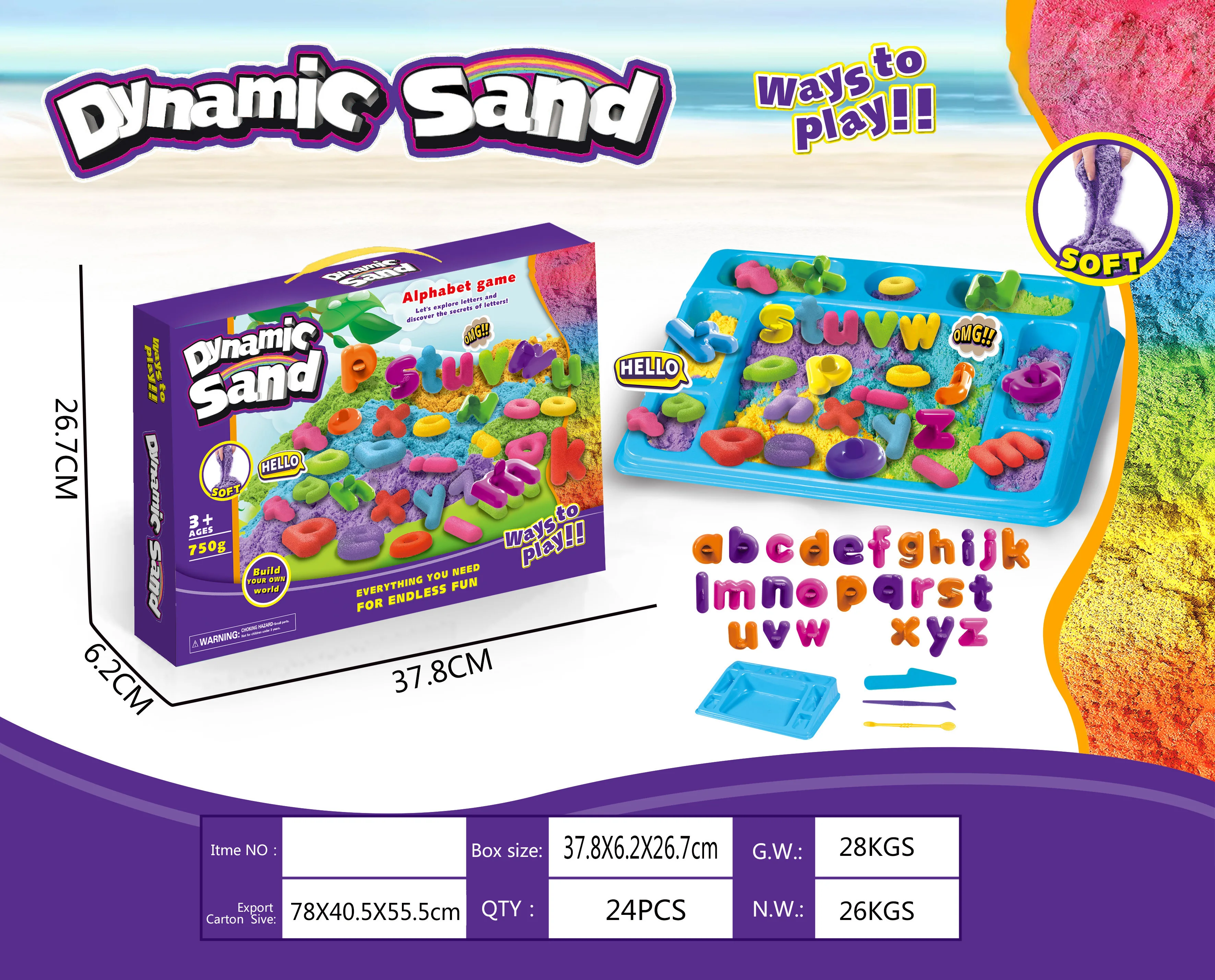 SL DIY Space Magic Soft Clay Sand Educational Ttoys Set With 26 Letters Mold For Kids To Play With At Home