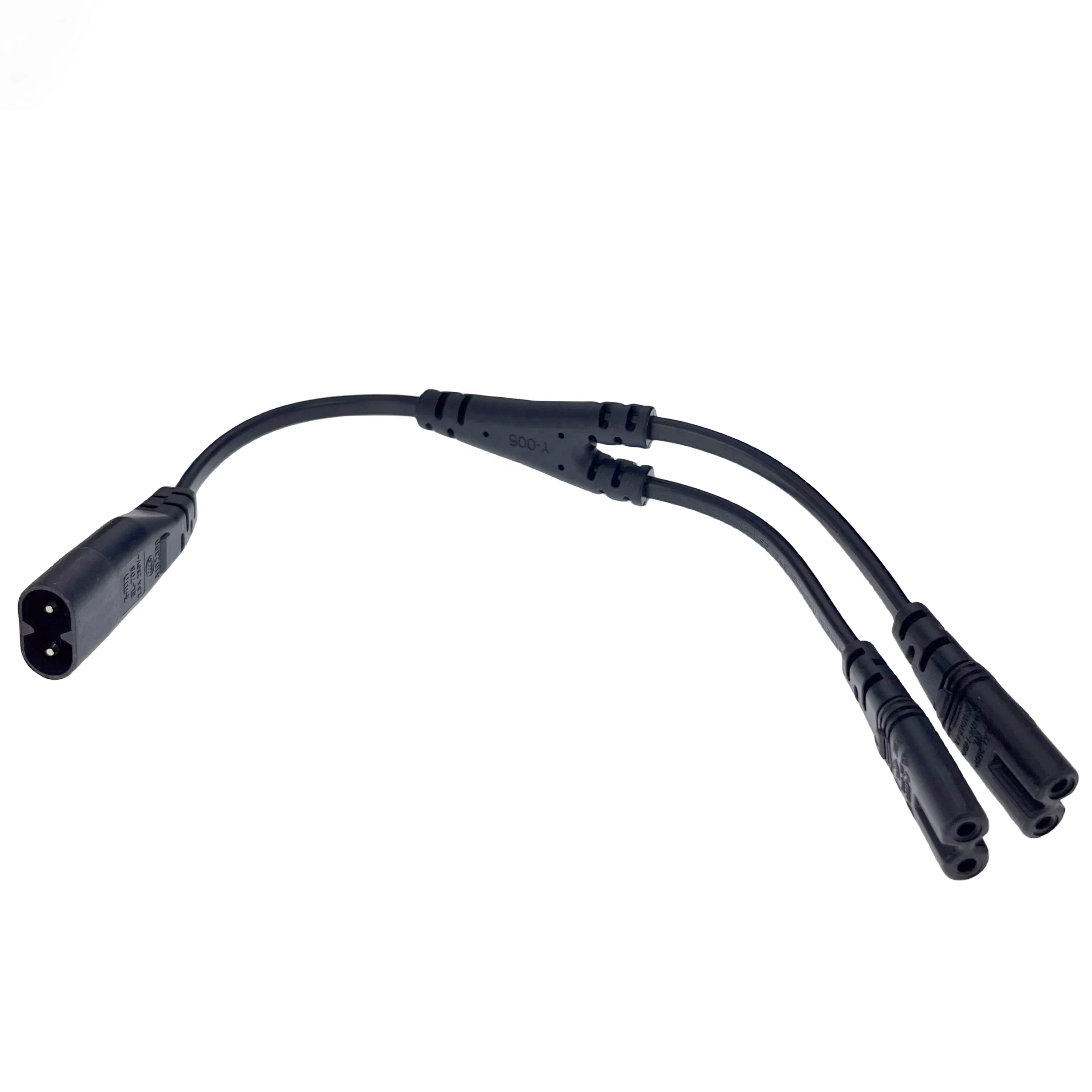 2 Ways C7 to C8 power cable with 0.28m 10A250V female to male two jack extension power cord Current separator cable