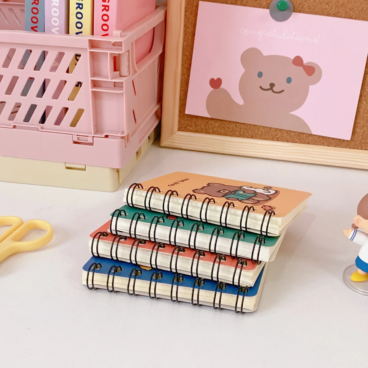 School Office Supply Cartoon Mini Coil Notebook Diary Book ske Exercise Book Carry Rollover Coil Notebook