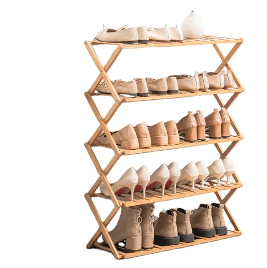 2021 New Shoe Rack Natural Bamboo Foldable  Online Modern Bamboo Shoe Rack for Home Store