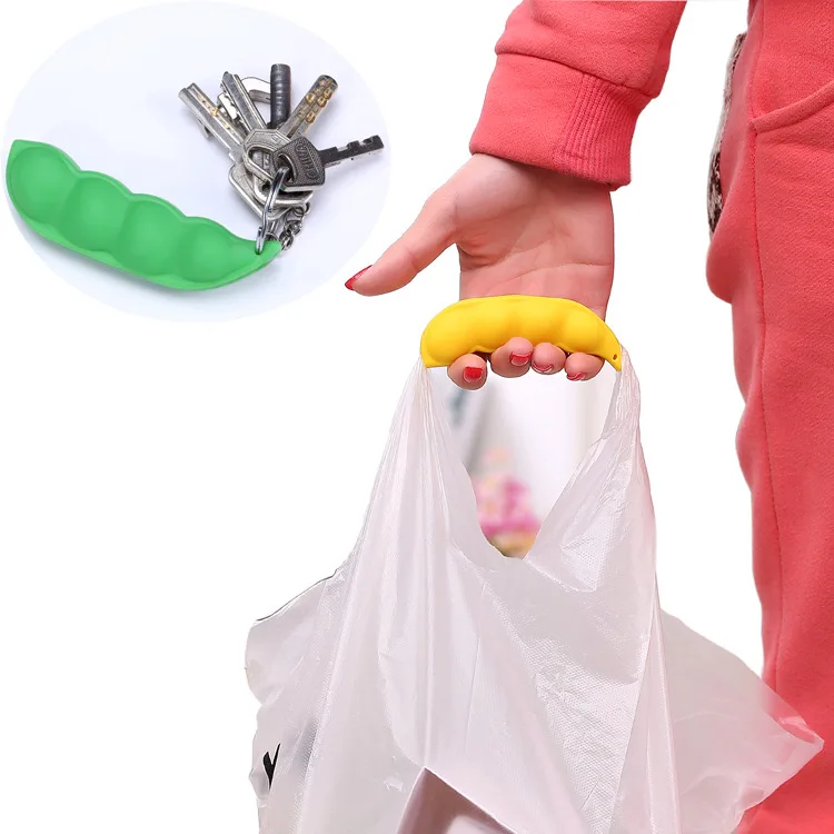 Pea pod multi-functional portable silicone bag lifter key pendant for vegetable lifter