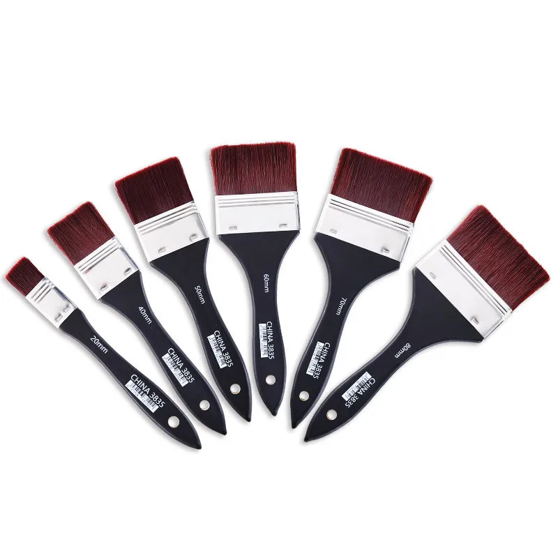 2024 Custom made professional nylon brushes set flat hair birch handle  for artists and art hobbyists