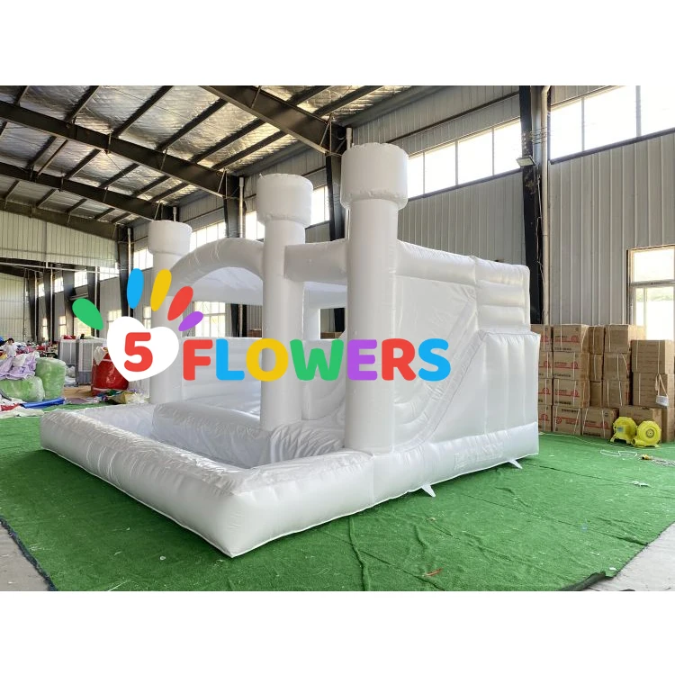 Customized PVC white inflatable combo bouncy castle with slide and pool cheap bounce house with blower jumpers for China sale