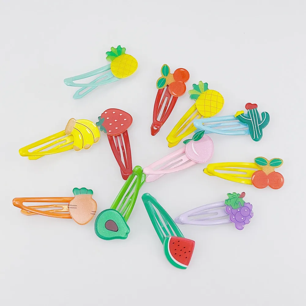 Cute Lovely Simple Fruit Colorful Hair Pins Fashion Accessories Metal Kids BB Snap Clip