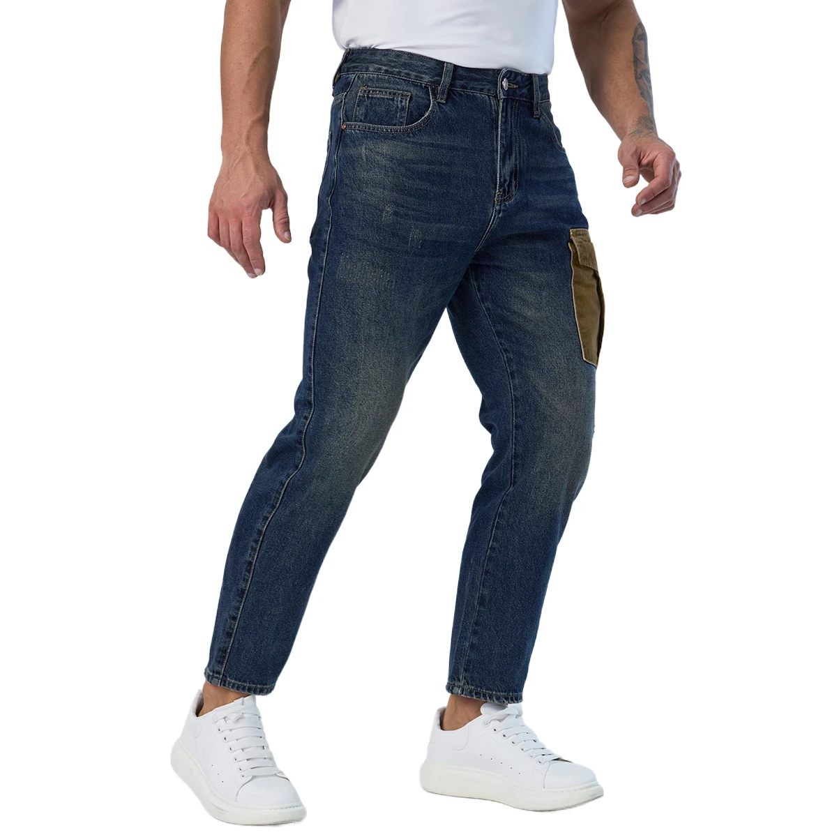 Casual High Quality Men Jeans With Pockets Blue Regular Jeans Pants for Men