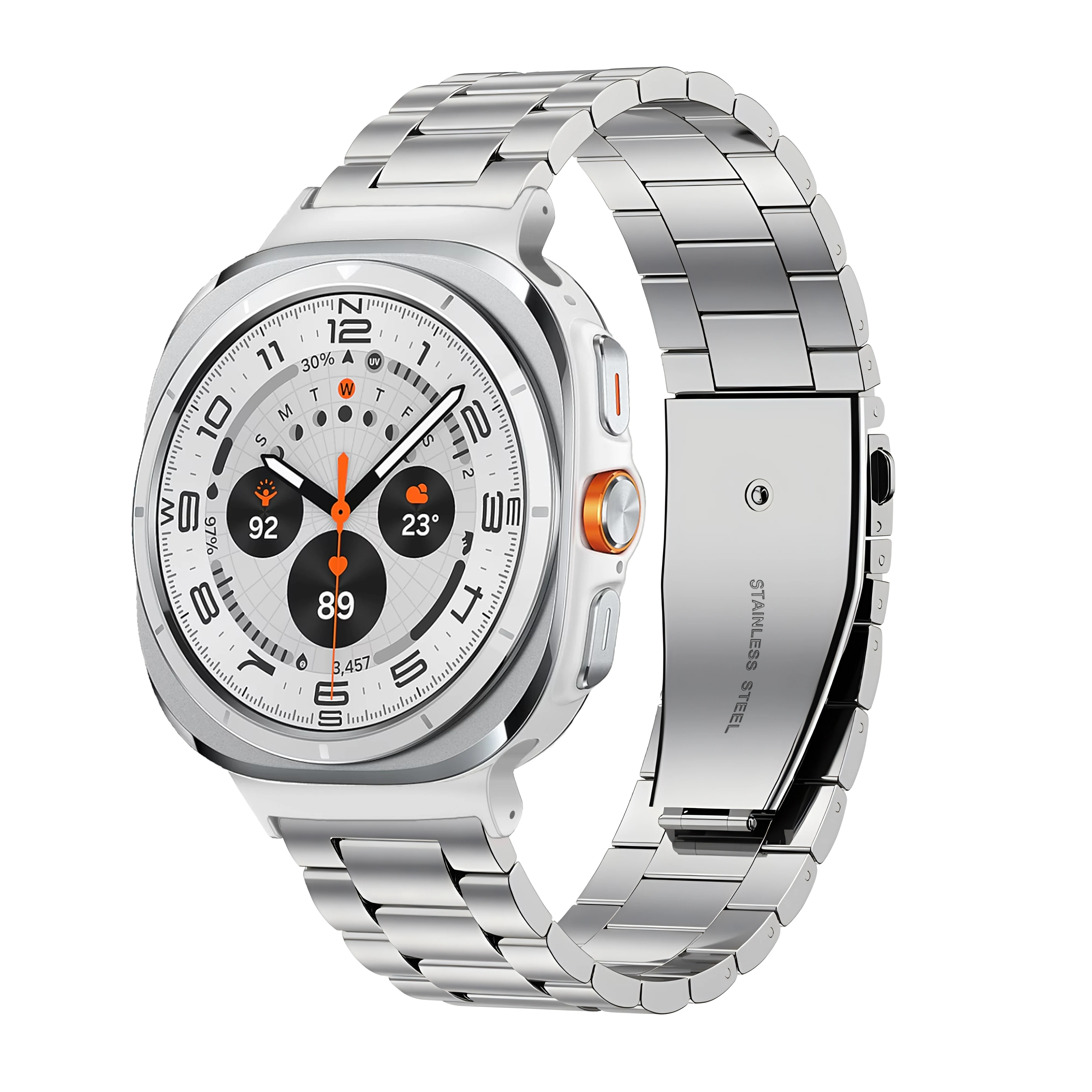 No Gaps Stainless Steel bands For Samsung Galaxy Watch7 ultra 47mm Metal Straps For Samsung Watch7 Ultra 3 beads Metal Bracelet