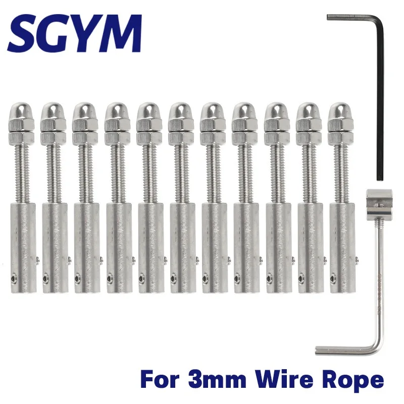 Hand screw Clamp Wire Rope Thread Stud Tension End Fitting with Hexagon Grub Screw Bolts buckle for Stair Deck Post