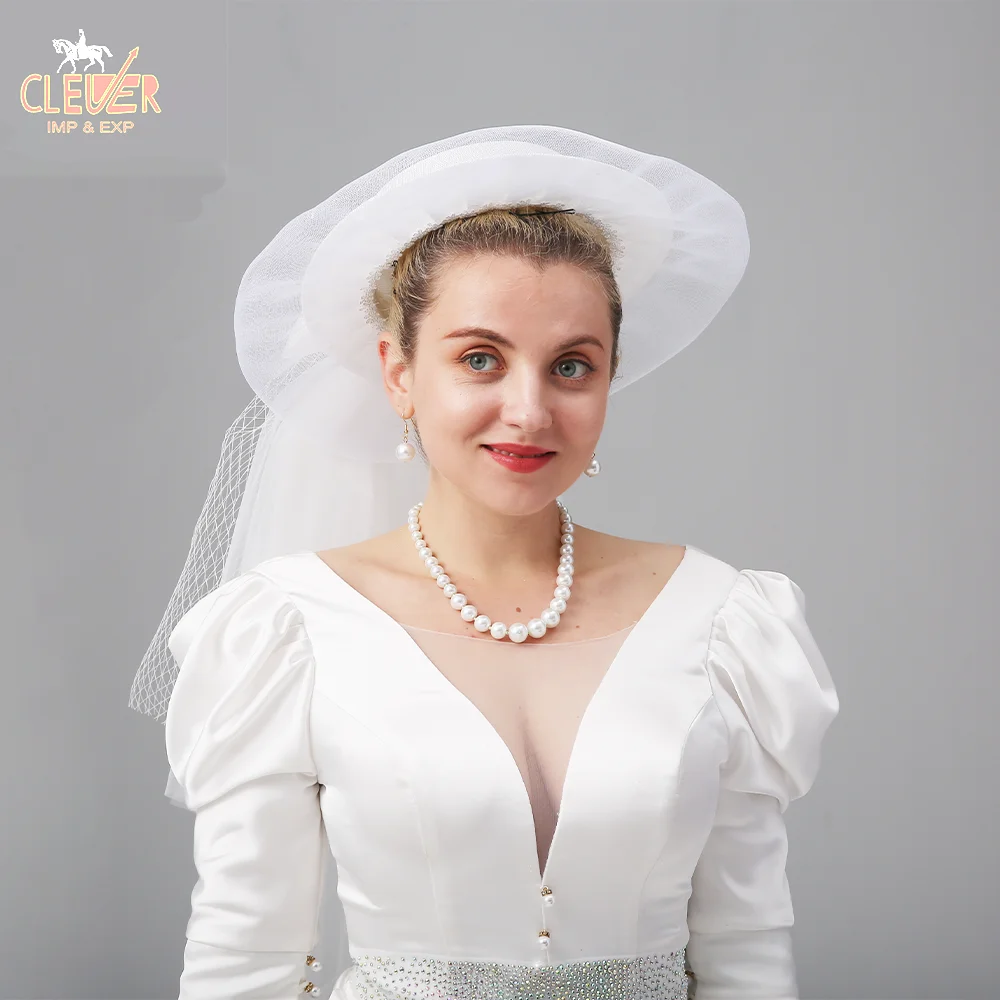 Bowler Hats With Headpieces Two Layer Fingertip Length Veil With A Scalloped Edge Wedding Veil Bridal Veil