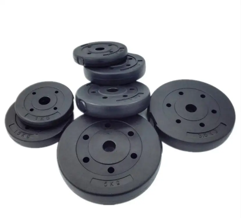 Factory Hot Sale Barbell Weight Plates Cement Empty Concrete Barbell Plate Rubber Bumper Plate Cement Dumbbell