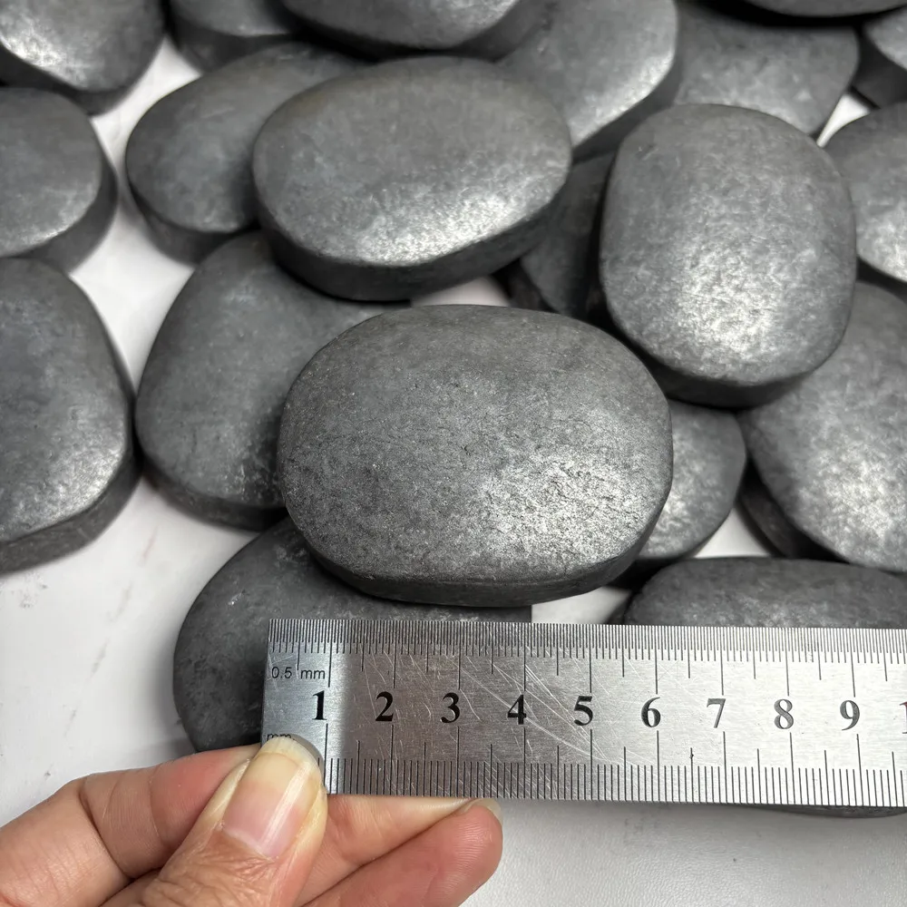 Rare Materials Natural Healing Gemstones Polished Shungite Palm Stone Crystal Crafts For Collection