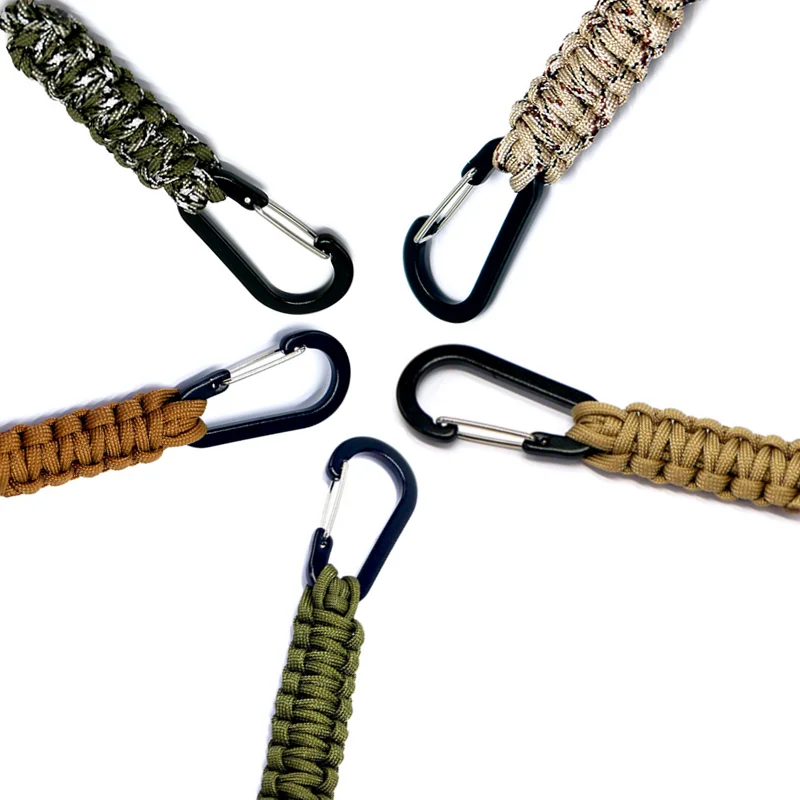 Hot selling Outdoor emergency survival umbrella rope key chain mountaineering buckle key chain