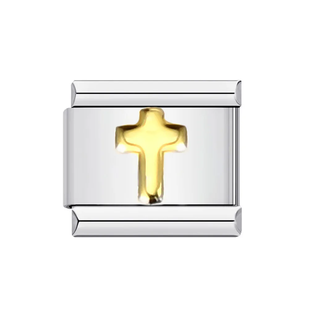 Stainless Steel Italian Charm Bracelet Titanium steel gold plated stamped pattern Drop oil DIY Italian modular bracelet