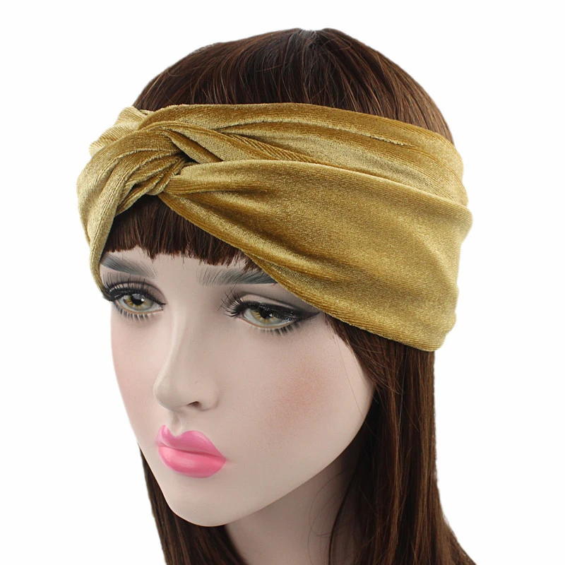 
Womens Velvet Twist Knot Headband Stretchy Elastic Head Wrap Turban Hair band 