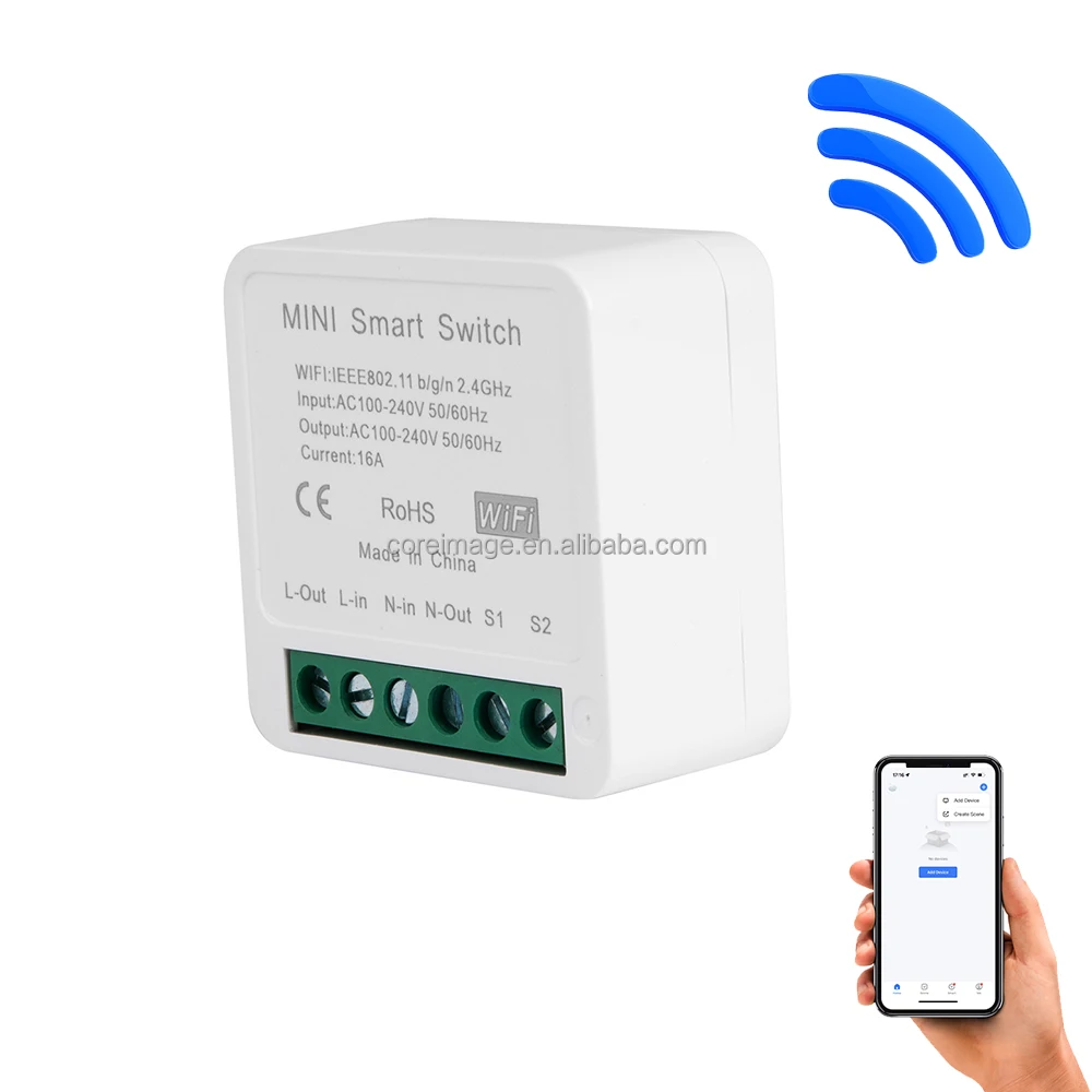 16A Mini Smart Life Wifi DIY Switch Supports 2 Way Control Home Automation Tuya Smart Wifi Switch Module