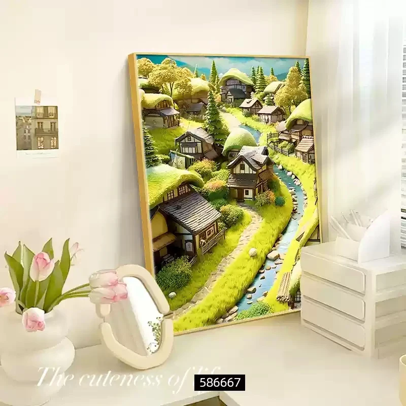 Light Luxury Entrance Decoration Painting Crystal Porcelain Painting Corridor Mural Painting House Wall Art Landscape