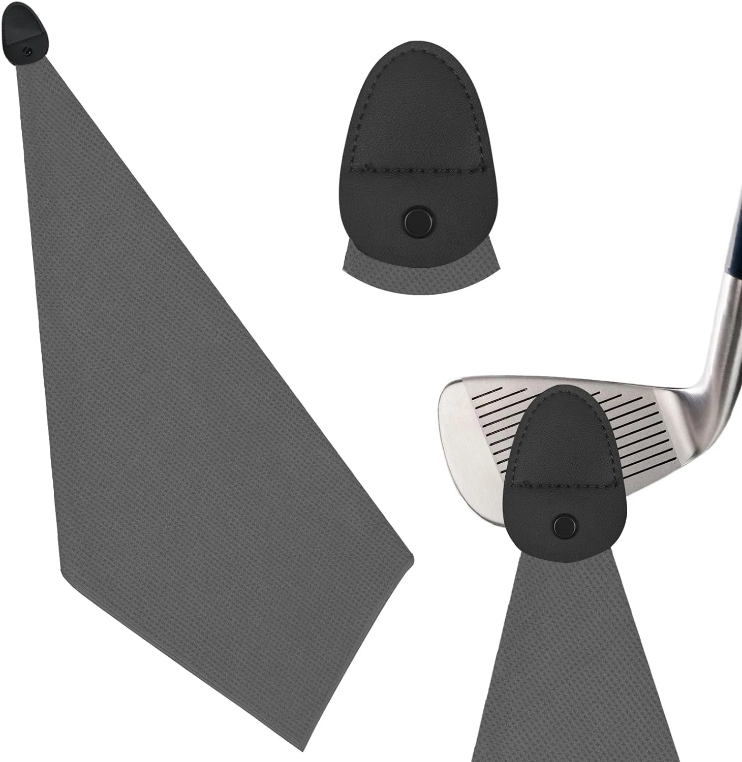 Ready to Ship microfiber waffle  magnet golf towel pu leather cover magnetic towel for golf