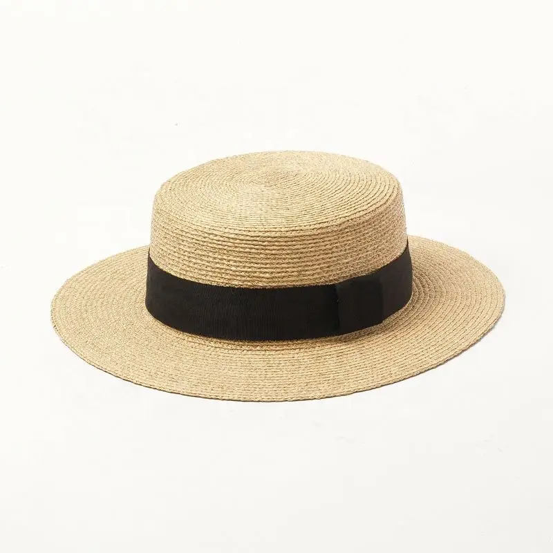 Luxury Tropic Dress Raffia Straw Braid Boater Hat