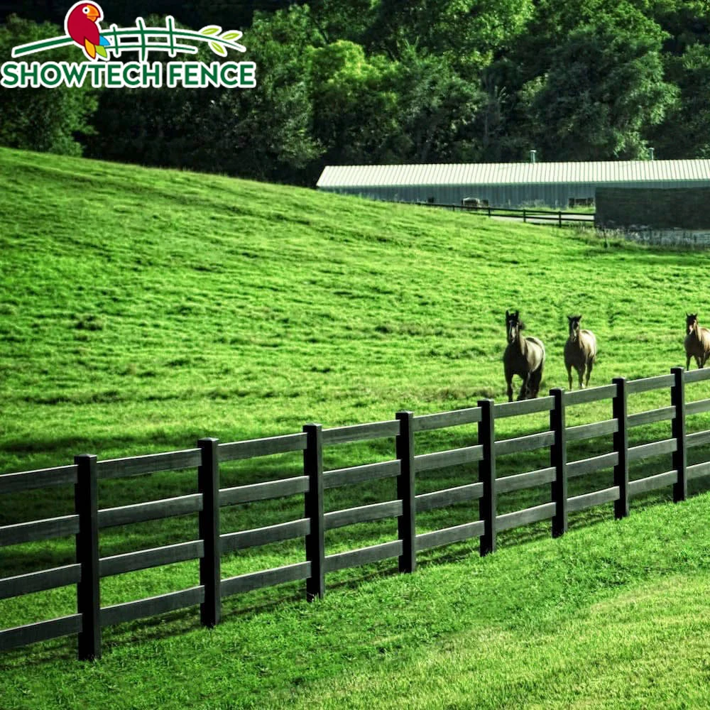 4 rails post and rail , fence top rail ,white pvc horse farm fence