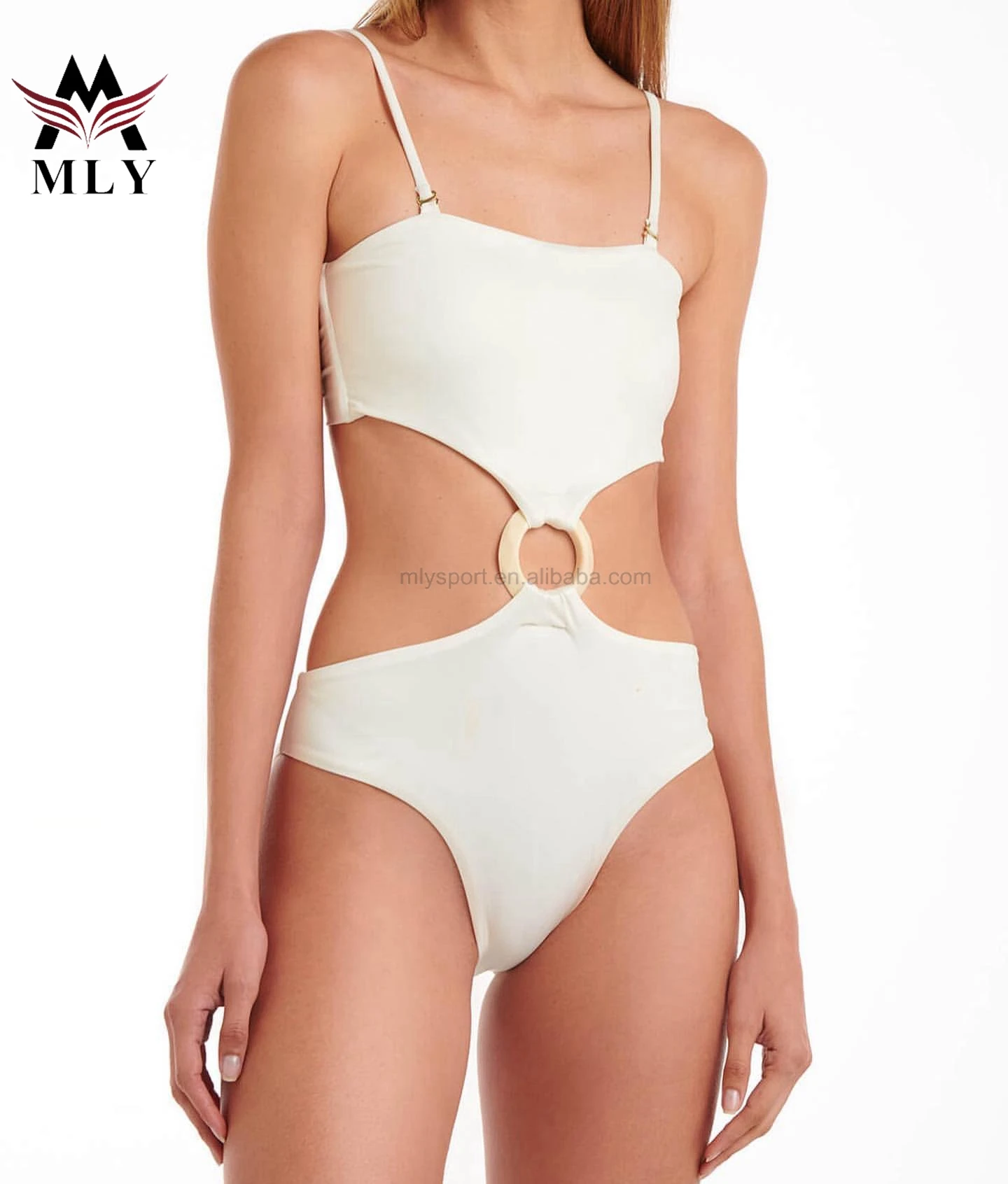 MLY delicate strap bikini one piece thong bathing suit cutout swimsuit women swimwear