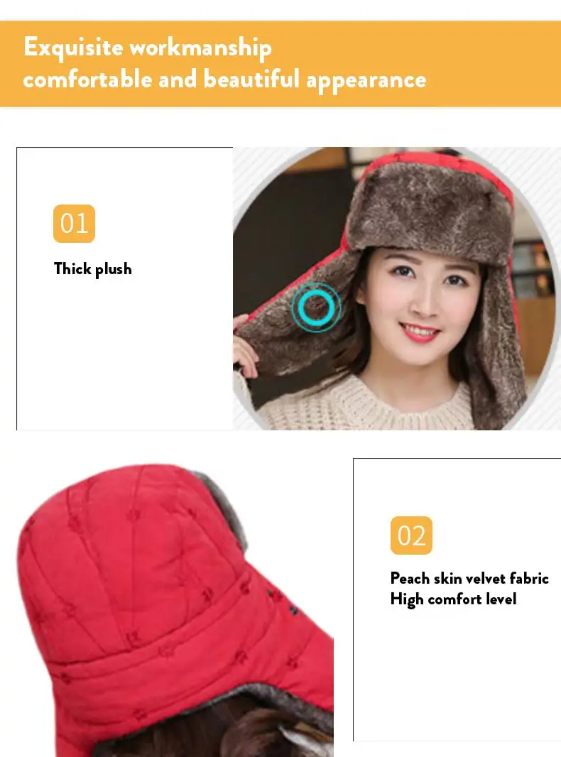 Campaign Storm warm cold Aviator Outdoor Men SNow Trooper Trapper Hat Warm Winter Hats with Mask Earflaps Faux Fur Hunting Hat