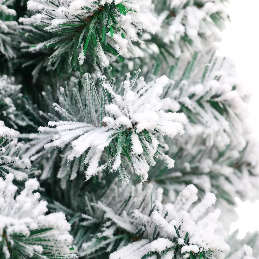 Hot product 60cm wood base snow flocked pvc is small metal desktop christmas tree