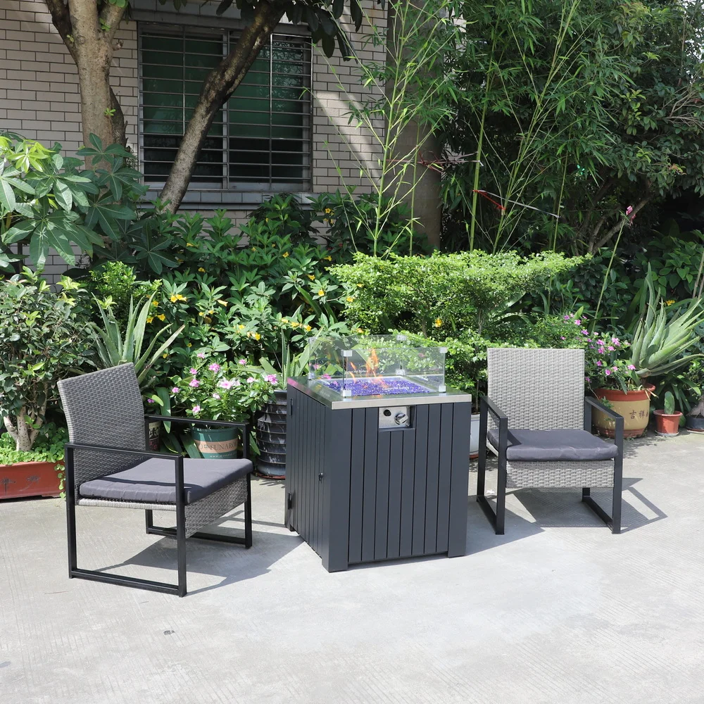 Outdoor aluminum square fire pit table