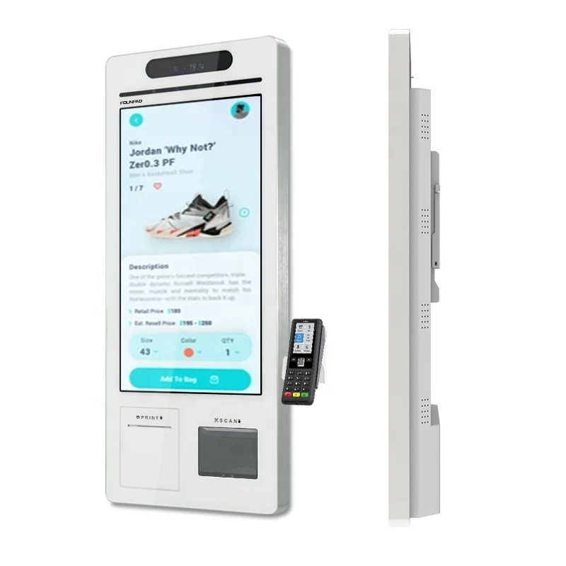 New retail payment kiosk checkout machine cashless register counter self touch screen kiosk for store/pharmacy/mall/restaurant