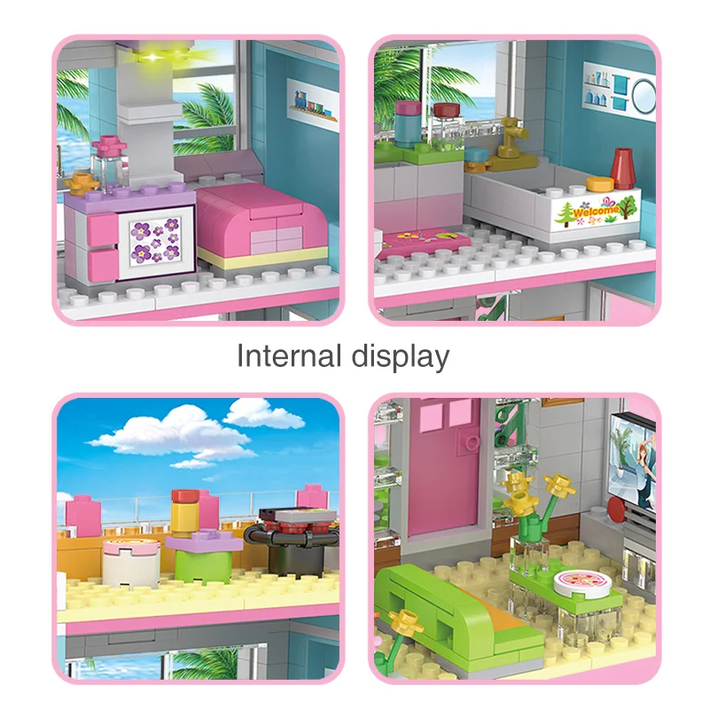 
High quality toy Sluban New Pink Dream Snooker Club Plastic Assembled Building Blocks For Girls Gift 