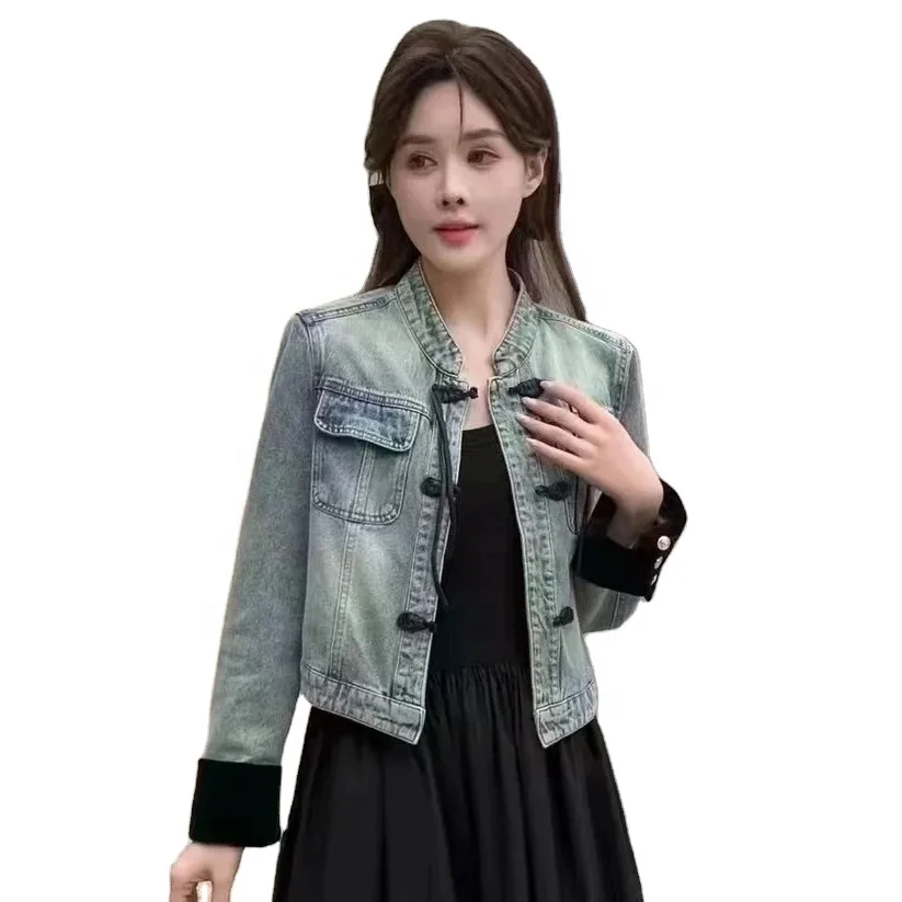 1059 High Quality  Chinese classical style Casual Female Oversized   denim Jacket For   Women