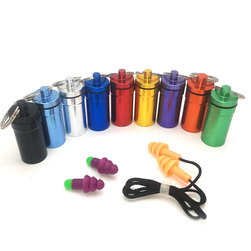 Metal Pills Aluminum Bottle Mini Portable Medicine Container box Waterproof Sealed Ear Plug Storage with Keychain Rings