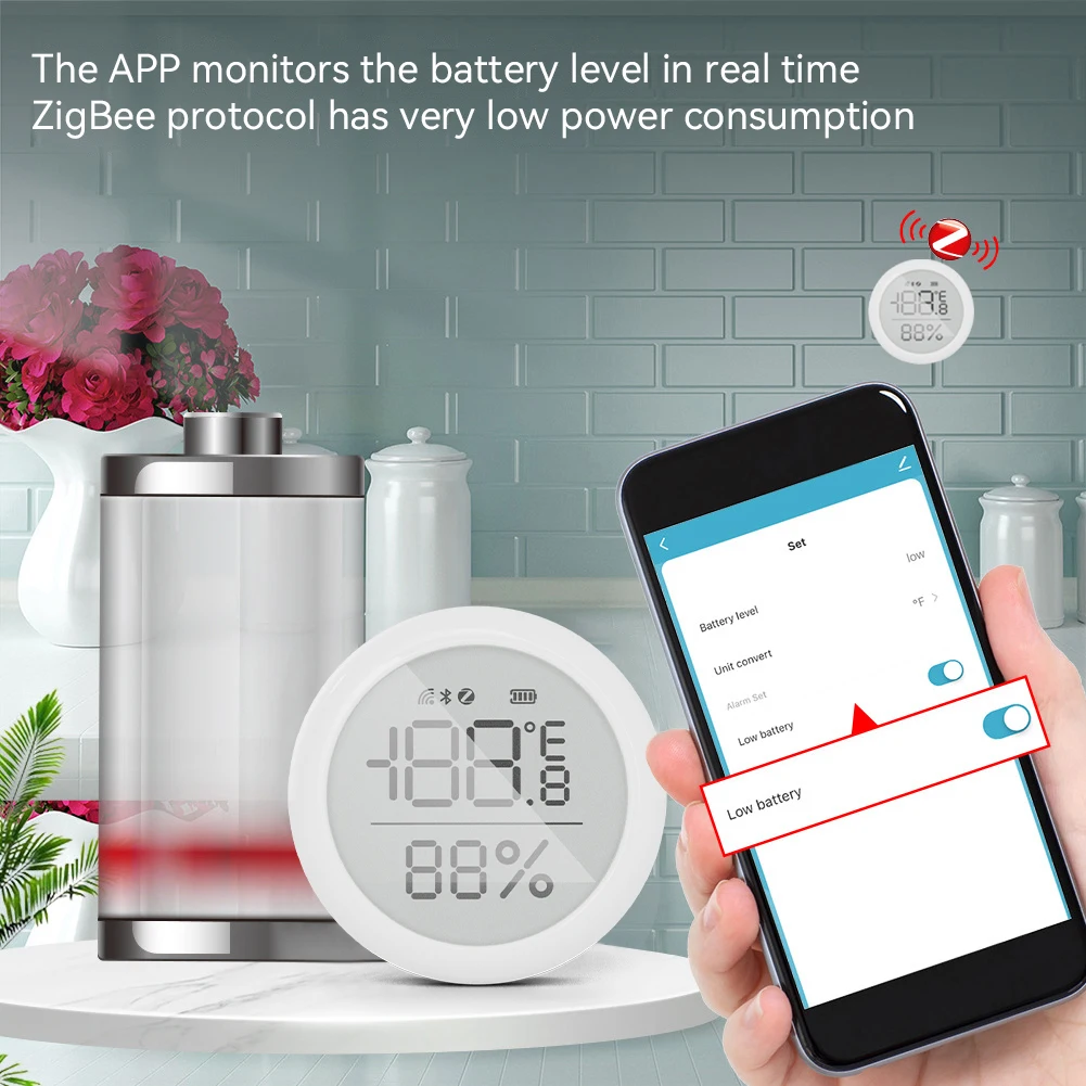 2023 newest wireless Zigbee smart home Temperature and humidity sensor GS-KCTW1Z-01