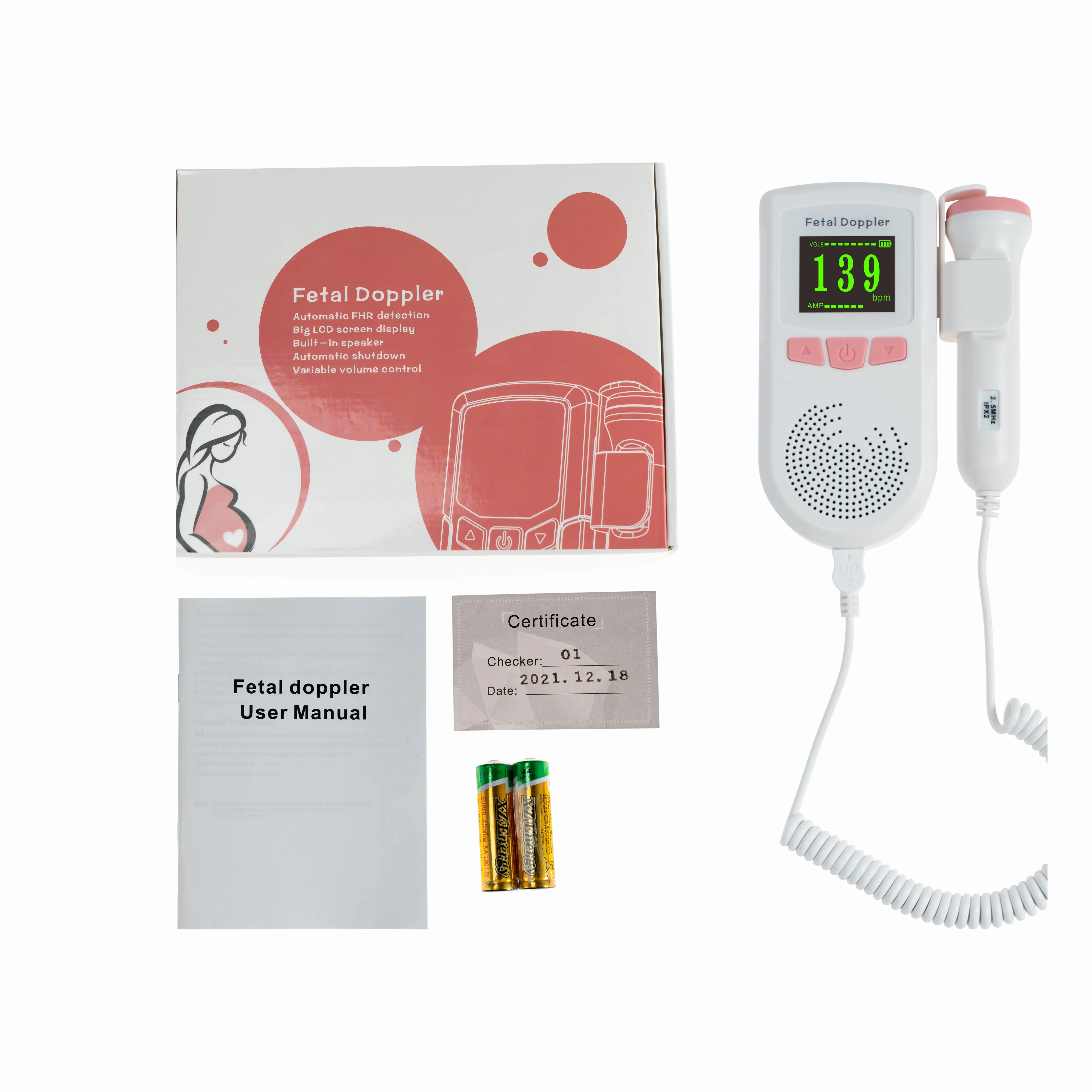 Ultrasound Baby Heart Rate Detector Portable doppler fetal recargable Monitor Maternal Digital Portable Pocket Fetal Doppler