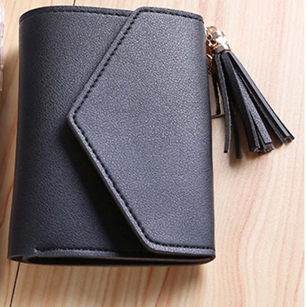 
New fashion small wallet short Japanese and Korean style cute tassel mini student ladies purse H 