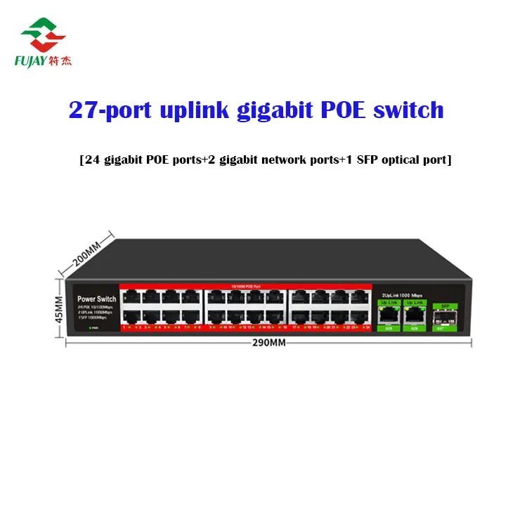 Ac Power Supply Poe Port Ethernet Switch 24ch 10/100/1000mbps Gigabit Poe Switch