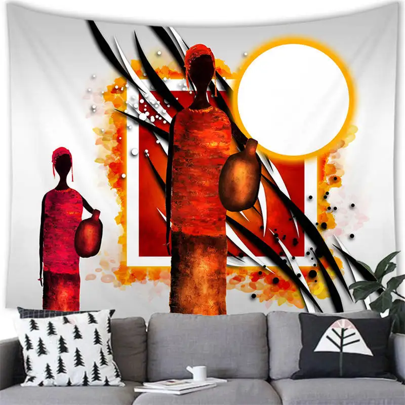 60X80 Inches Ancient Egyptian Ethnic African Tribal Woman and Black Girl Tapestry Wall Hanging for Room