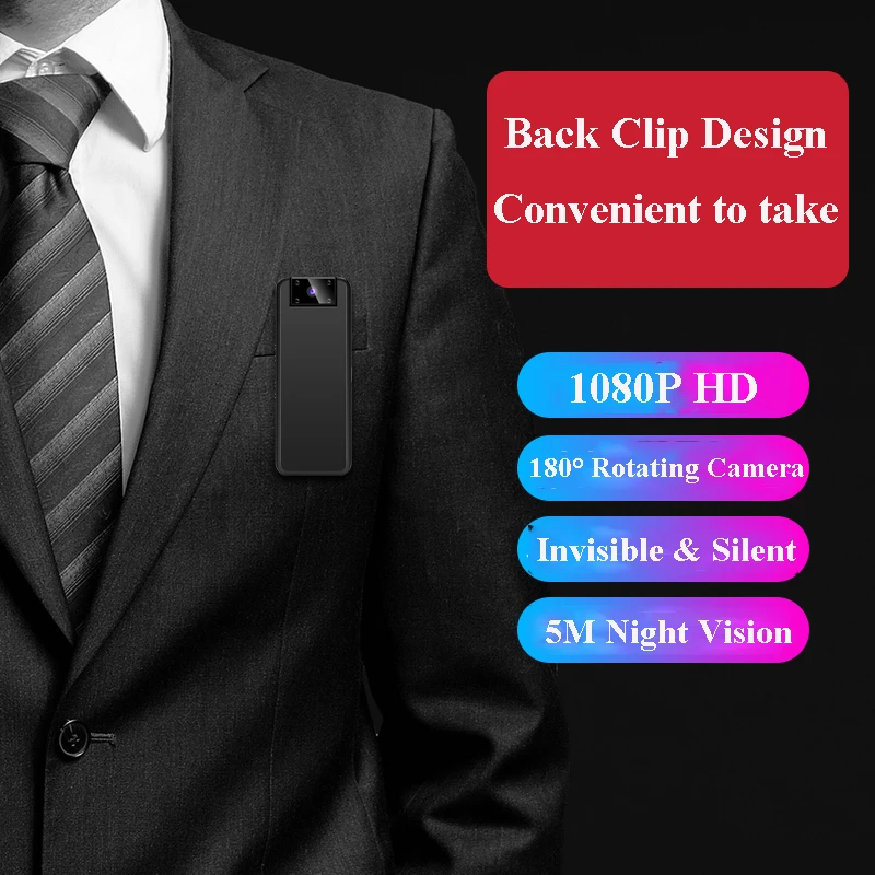 A8 Body Camera HD Car DVR Video Cam IR Night Vision Back Clip Magnetic Camcorders for Home Office Pets