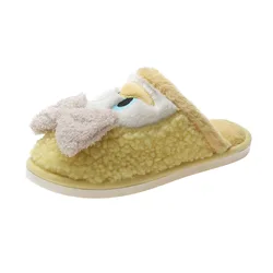 2021 Fashion Cute Cartoon Duck Cotton Slippers Plush Wholesale Soft Indoor Warm Home Furry Fuzzy Slippers With Fur
