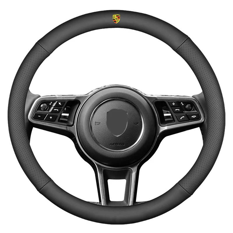 High quality Car Steering Wheel Cover Nappa Microfiber Leather Auto universal Fit 15 inch wear-resistant handle cover anti-slip