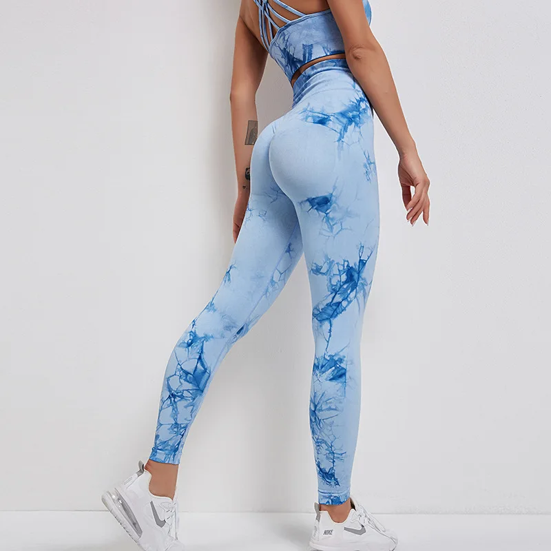 Tie Dye Seamless Leggings Women Fitness Push Up Booty Lifting Workout Pants Gym